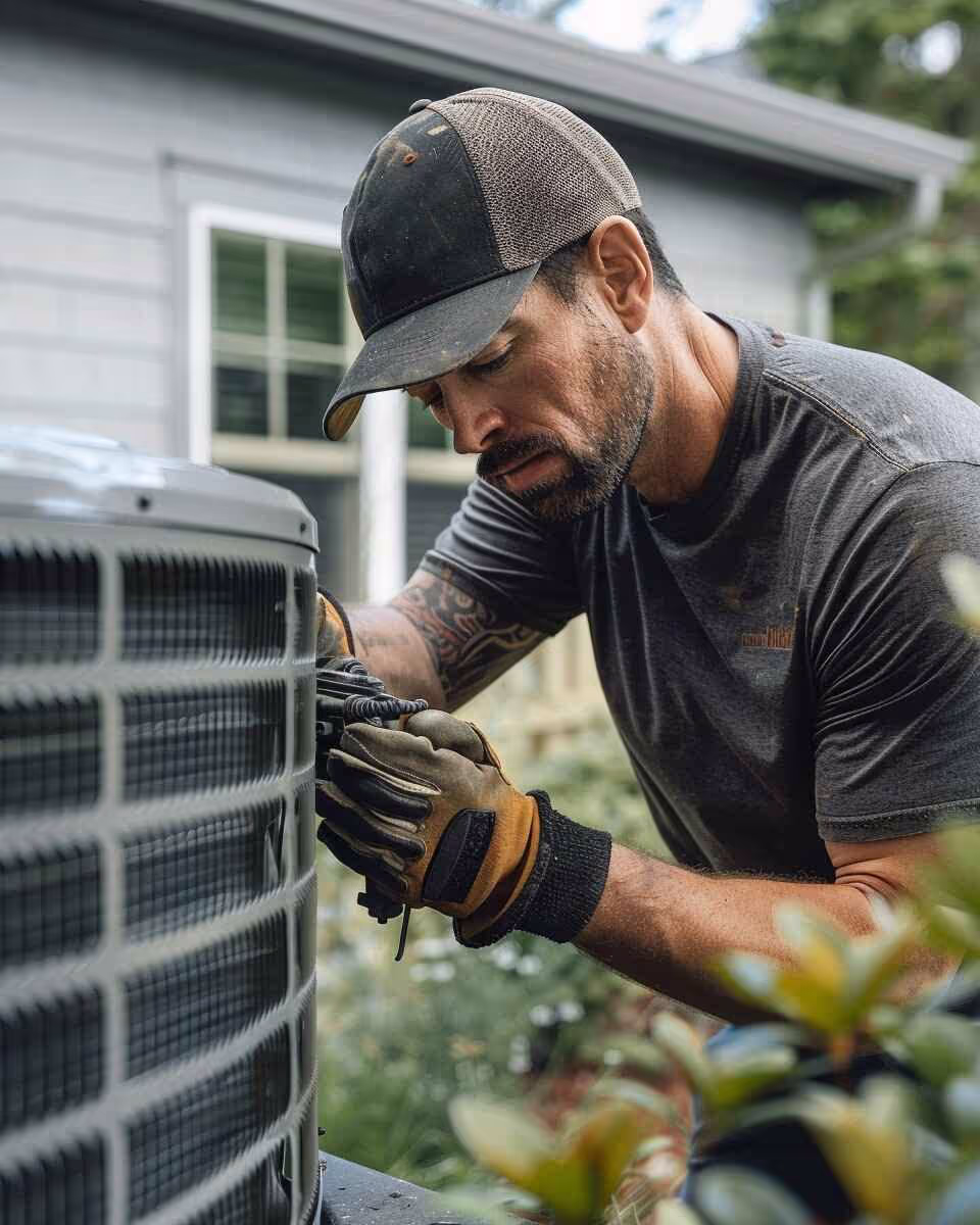 HVA Climate Control technician at a job site in Vancouver, WA